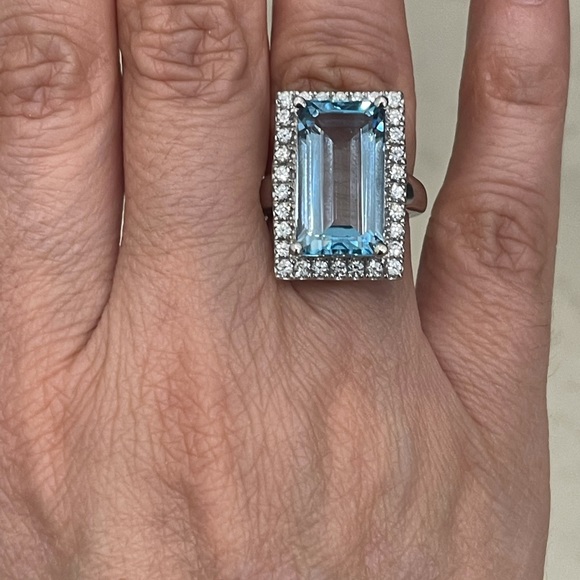 Huge blue quartz sterling silver ring - Picture 10 of 13